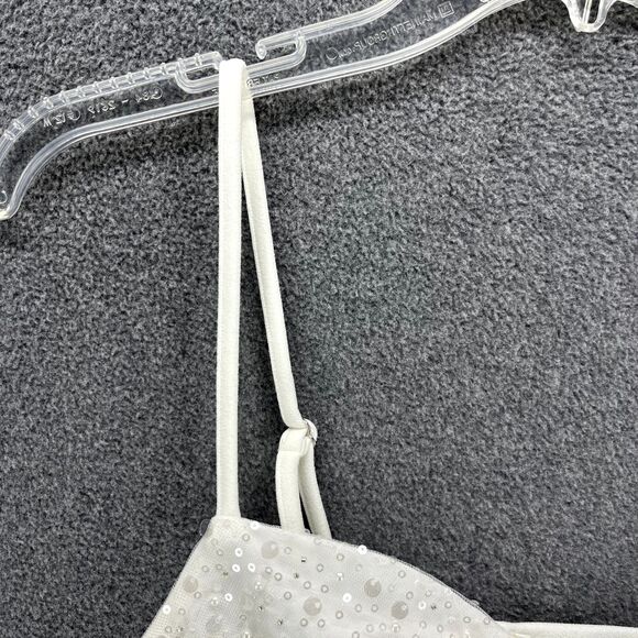 12th Tribe Top Womens Small White Sequin Crop party adjustable strap - Picture 4 of 16